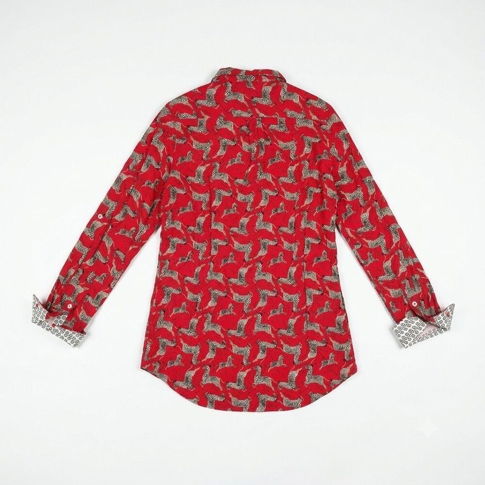 Tizzie Zebra Print Stretch Cotton Button Front Shirt Small Dizzy Lizzie - Picture 2 of 8